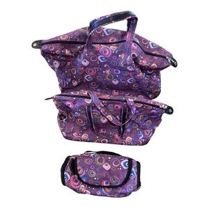 Stylish Purple Patterned Women's rolling Bag Set